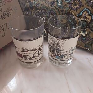 Vintage 1978 Currier And Ives Tumblers,  Arby's Christmas Collection, Like New
